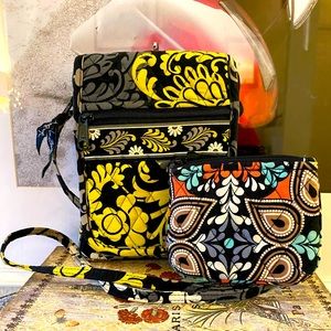 Vera Bradley Small Yellow Crossbody Bag Purse w/ Bonus Change Purse-Super Clean!
